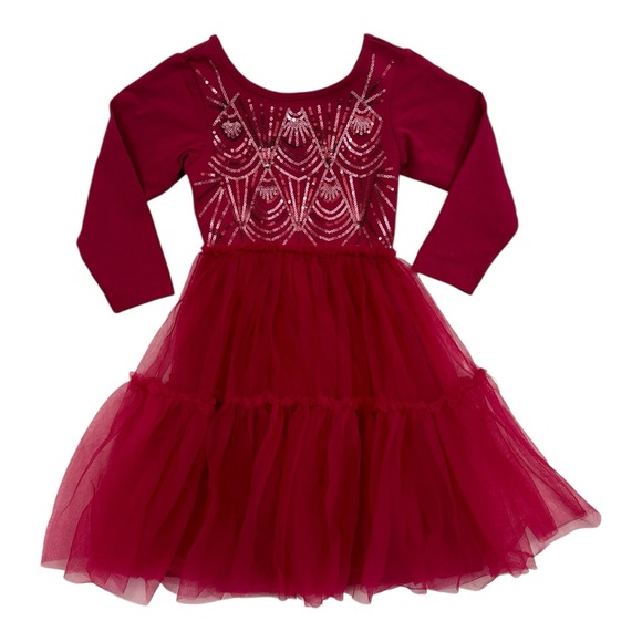 Cotton On Other - Cotton On:Kids Burgundy Tulle Sequins Dress Long Sleeve Sleeve Girls 2T
